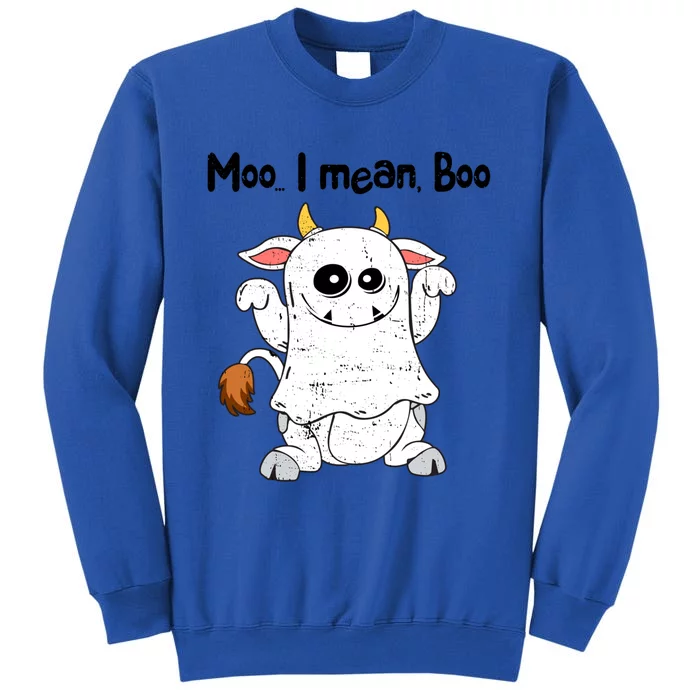 Moo I Mean Boo Ghost Cow Ghost Cow Halloween Great Gift Tall Sweatshirt