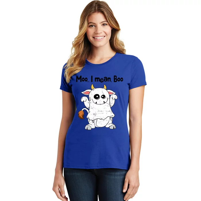 Moo I Mean Boo Ghost Cow Ghost Cow Halloween Great Gift Women's T-Shirt