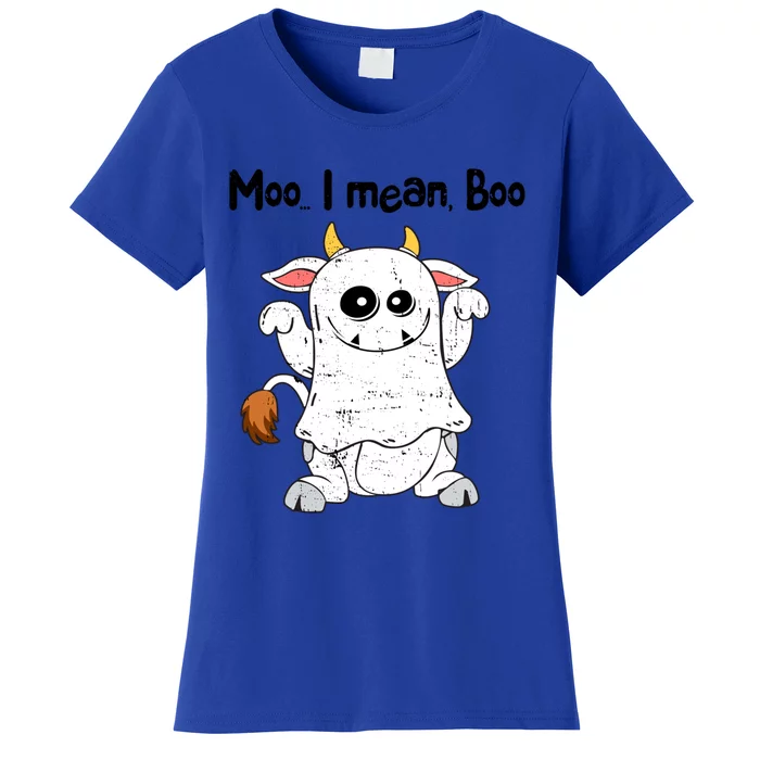 Moo I Mean Boo Ghost Cow Ghost Cow Halloween Great Gift Women's T-Shirt