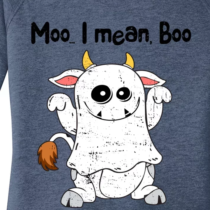 Moo I Mean Boo Ghost Cow Ghost Cow Halloween Great Gift Women's Perfect Tri Tunic Long Sleeve Shirt