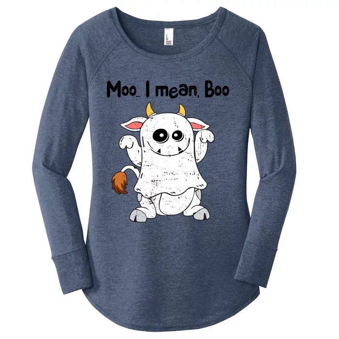 Moo I Mean Boo Ghost Cow Ghost Cow Halloween Great Gift Women's Perfect Tri Tunic Long Sleeve Shirt