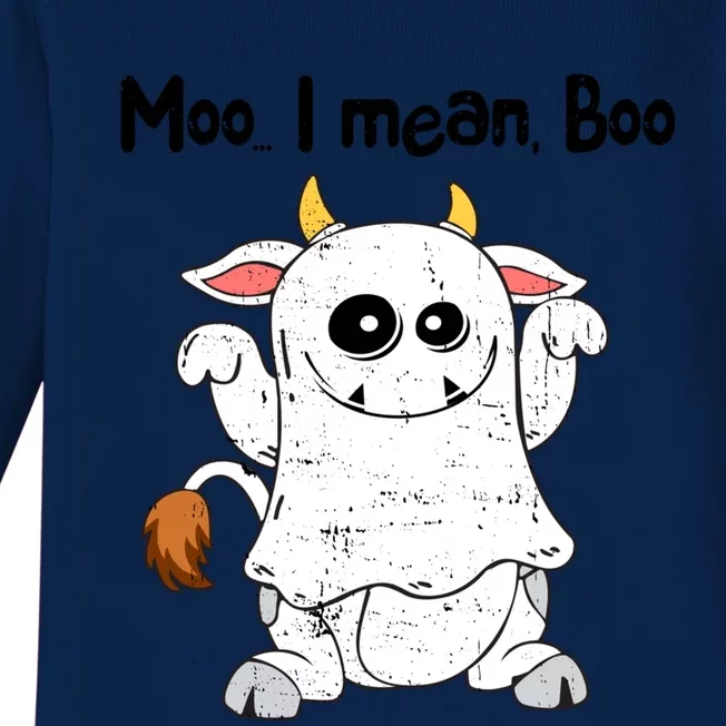 Moo I Mean Boo Ghost Cow Ghost Cow Halloween Great Gift Baby Long Sleeve Bodysuit