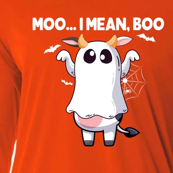 Moo I Mean Boo Halloween Cow Ghost Moo Cow Meaningful Gift Cooling Performance Long Sleeve Crew