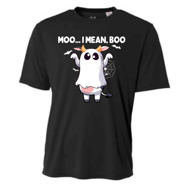 Moo I Mean Boo Halloween Cow Ghost Moo Cow Meaningful Gift Cooling Performance Crew T-Shirt