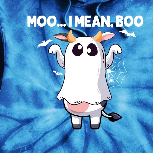 Moo I Mean Boo Halloween Cow Ghost Moo Cow Meaningful Gift Tie Dye Hoodie