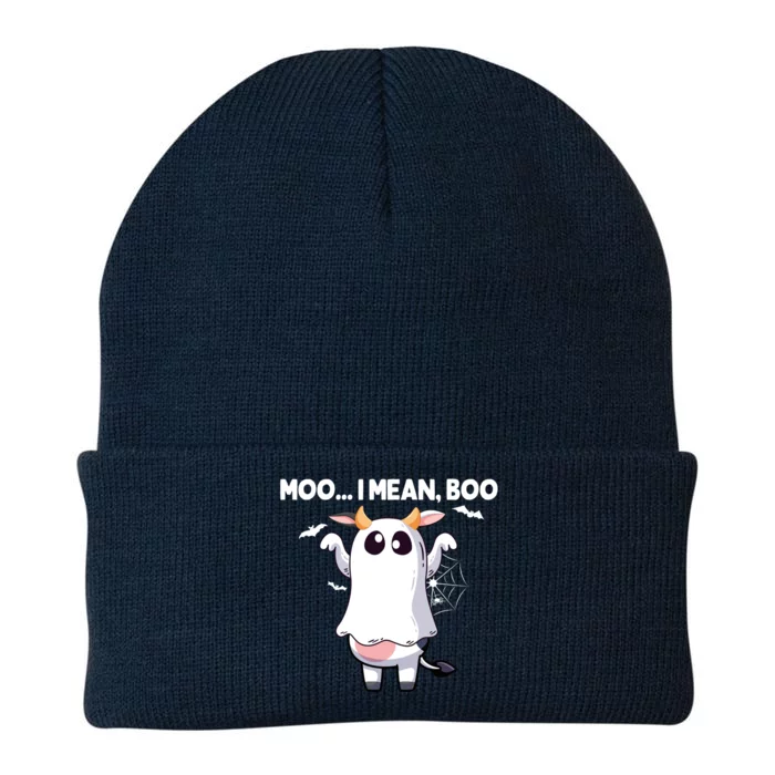 Moo I Mean Boo Halloween Cow Ghost Moo Cow Meaningful Gift Knit Cap Winter Beanie