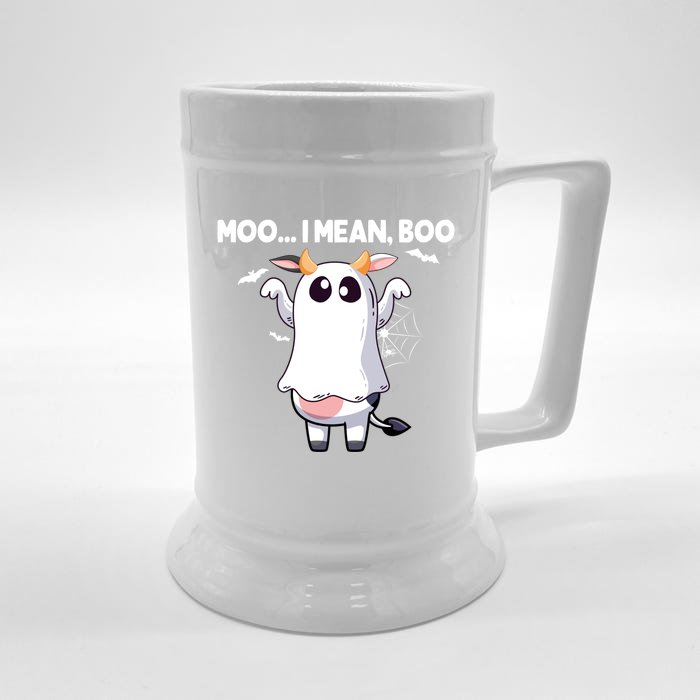 Moo I Mean Boo Halloween Cow Ghost Moo Cow Meaningful Gift Front & Back Beer Stein