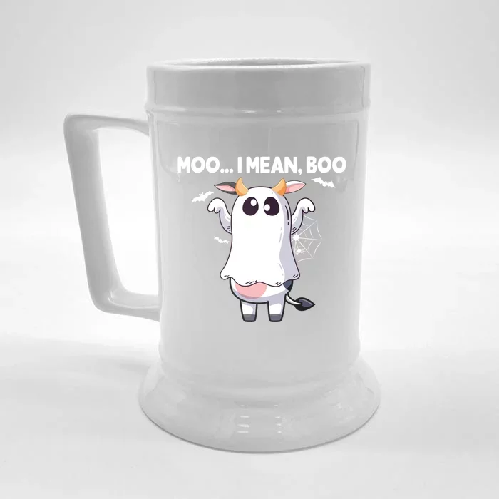 Moo I Mean Boo Halloween Cow Ghost Moo Cow Meaningful Gift Front & Back Beer Stein