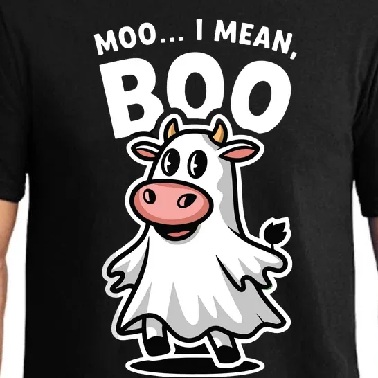 Moo I Mean Boo Cow Ghost Funny Halloween Pajama Set