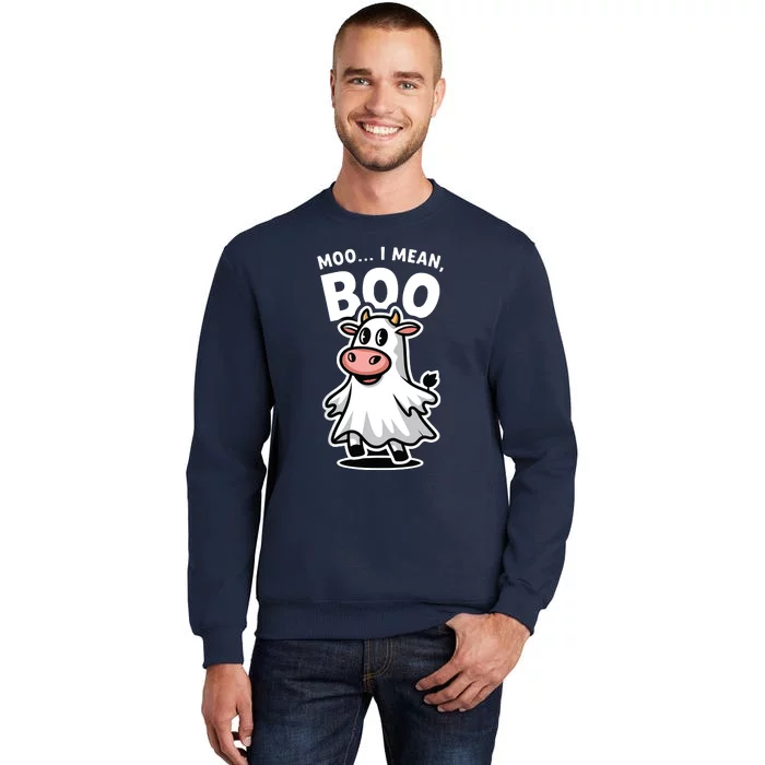 Moo I Mean Boo Cow Ghost Funny Halloween Sweatshirt