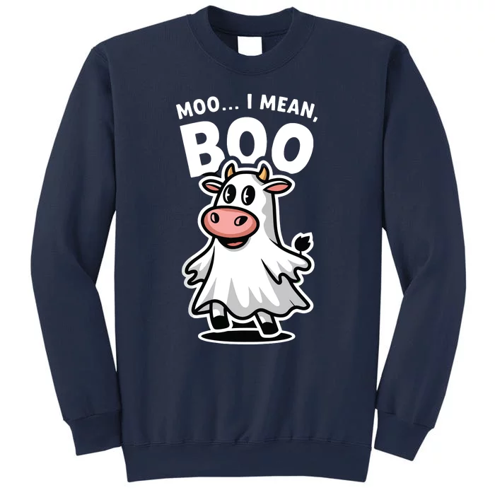 Moo I Mean Boo Cow Ghost Funny Halloween Sweatshirt