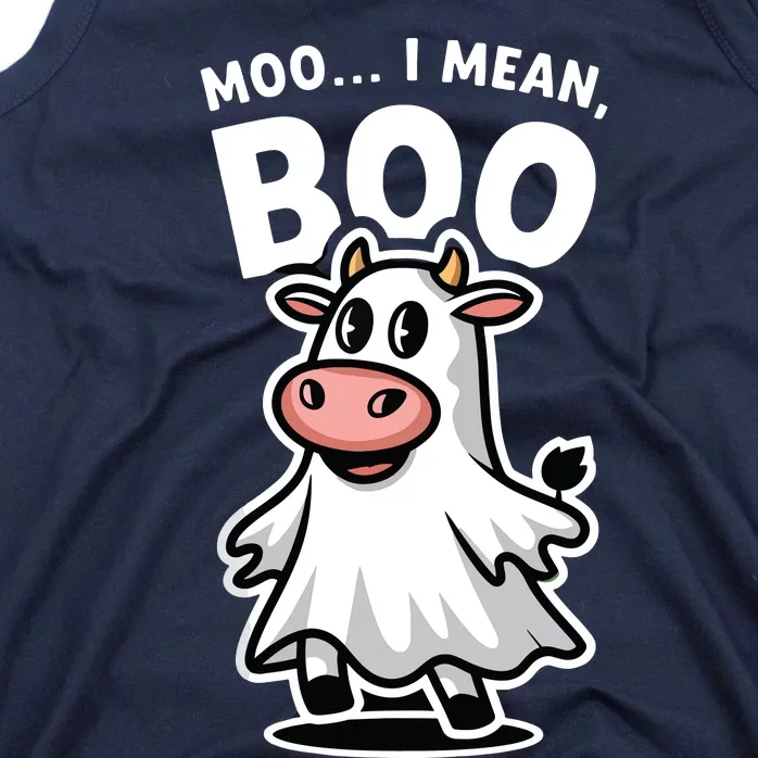 Moo I Mean Boo Cow Ghost Funny Halloween Tank Top