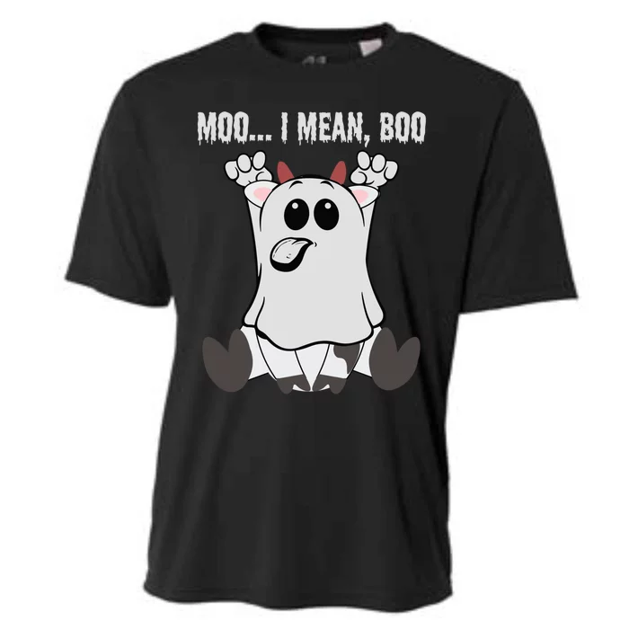 Moo I Mean Boo Halloween Ghost Cow Meaningful Gift Cooling Performance Crew T-Shirt