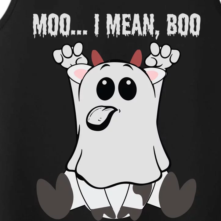 Moo I Mean Boo Halloween Ghost Cow Meaningful Gift Performance Tank