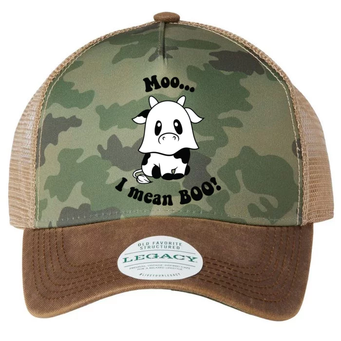 Moo I Mean Boo Cute Ghost Cow Funny Halloween Women Legacy Tie Dye Trucker Hat