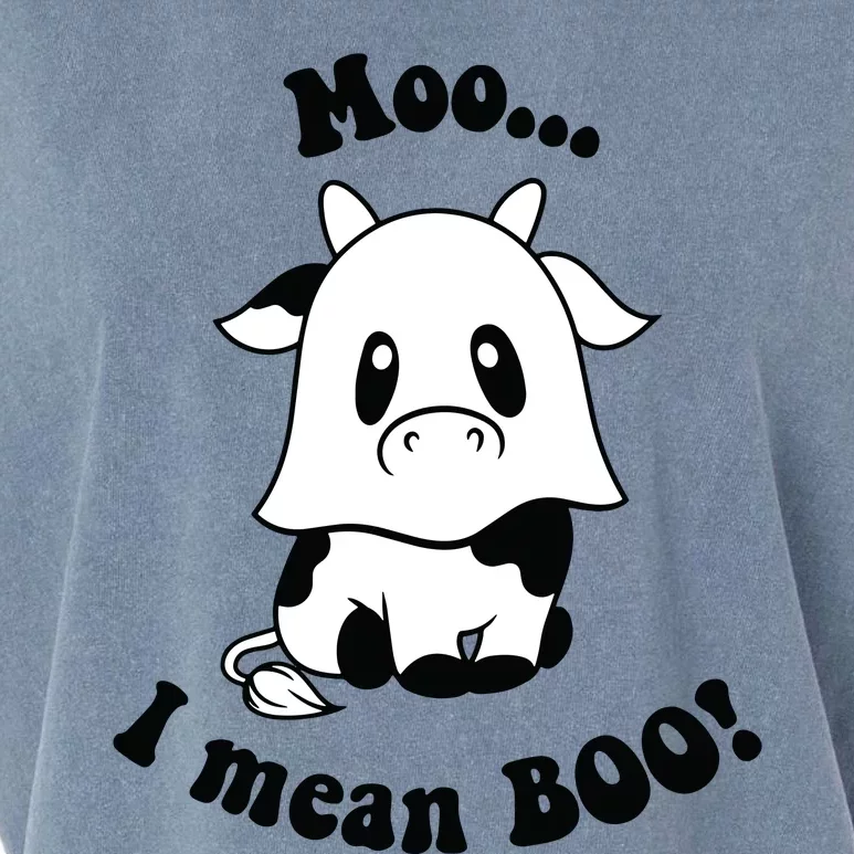 Moo I Mean Boo Cute Ghost Cow Funny Halloween Women Garment-Dyed Women's Muscle Tee