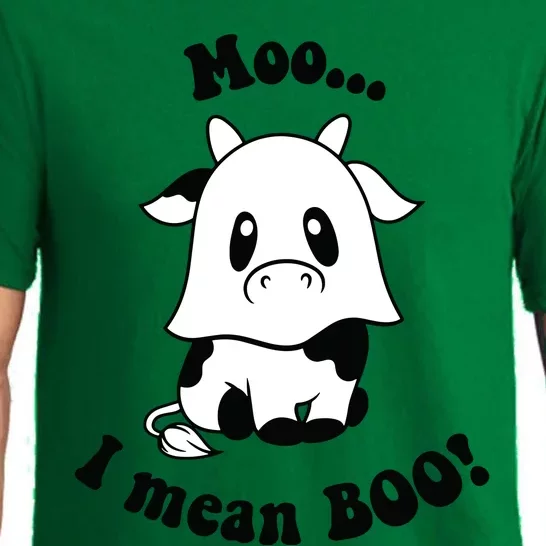 Moo I Mean Boo Cute Ghost Cow Funny Halloween Women Pajama Set