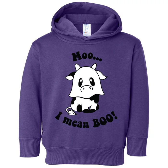 Moo I Mean Boo Cute Ghost Cow Funny Halloween Women Toddler Hoodie