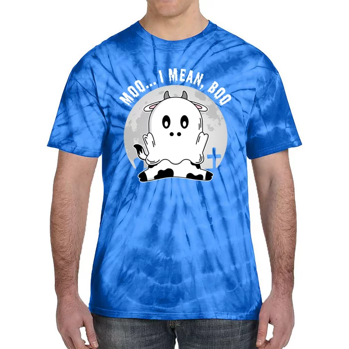 Moo I Mean Boo Spooky Ghost Cow Halloween Cute Gift Tie-Dye T-Shirt