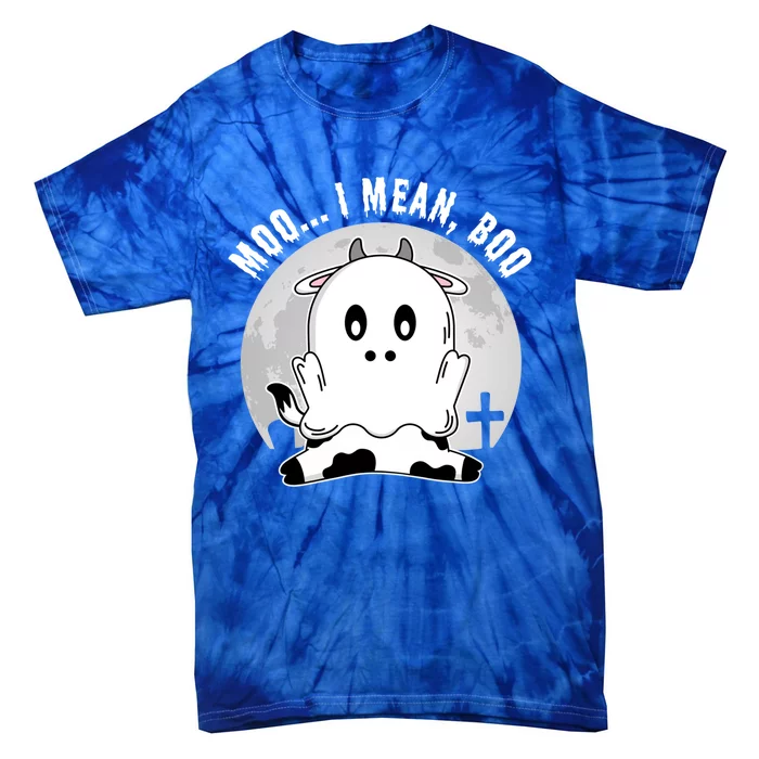 Moo I Mean Boo Spooky Ghost Cow Halloween Cute Gift Tie-Dye T-Shirt