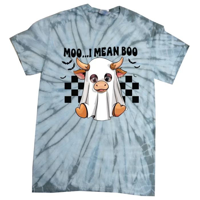 Moo I Mean Boo Ghost Cow Funny Halloween Costume Cow Lover Tie-Dye T-Shirt