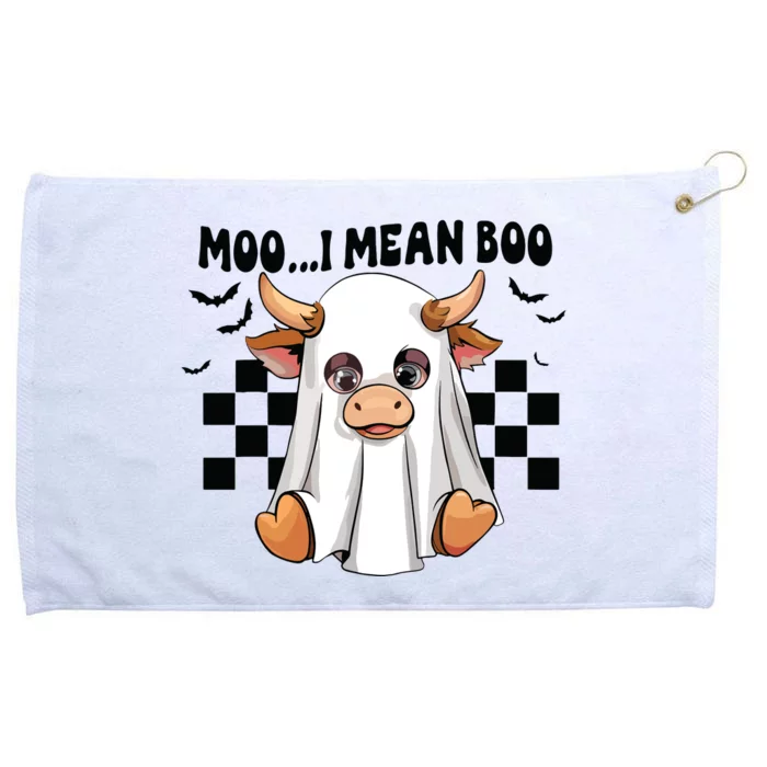 Moo I Mean Boo Ghost Cow Funny Halloween Costume Cow Lover Grommeted Golf Towel