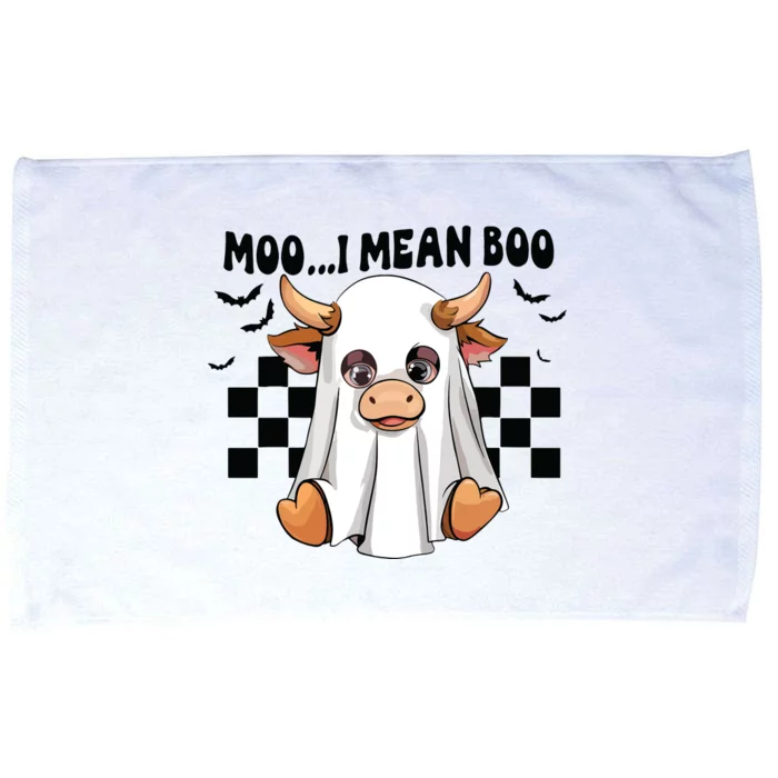 Moo I Mean Boo Ghost Cow Funny Halloween Costume Cow Lover Microfiber Hand Towel