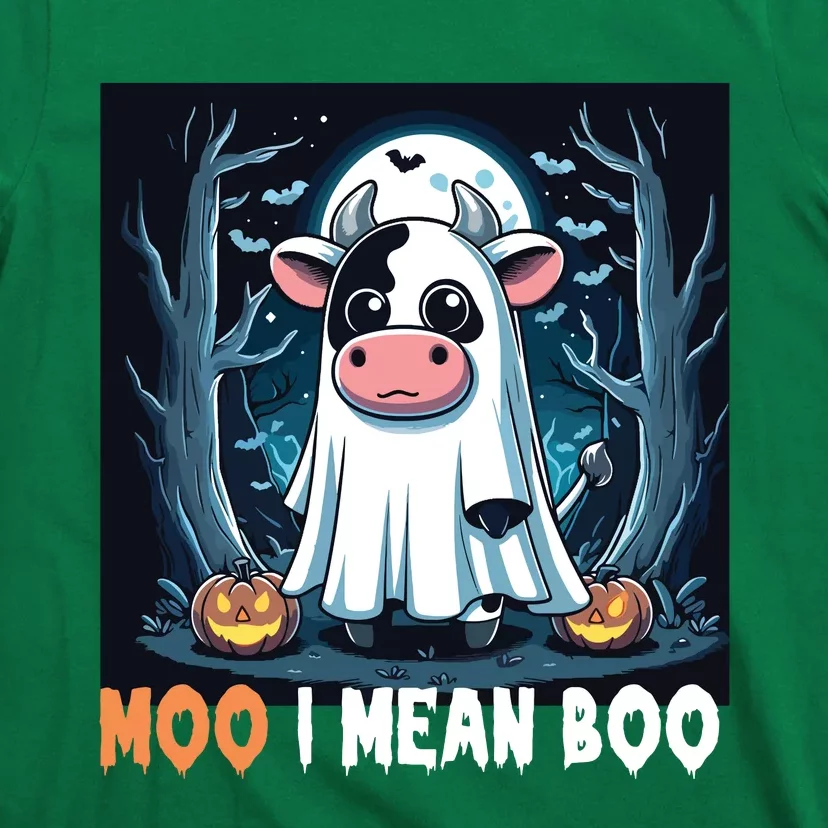 Moo I Mean Boo Ghost Cow Funny Halloween Lover Spooky Cow Long Sleeve T-Shirt