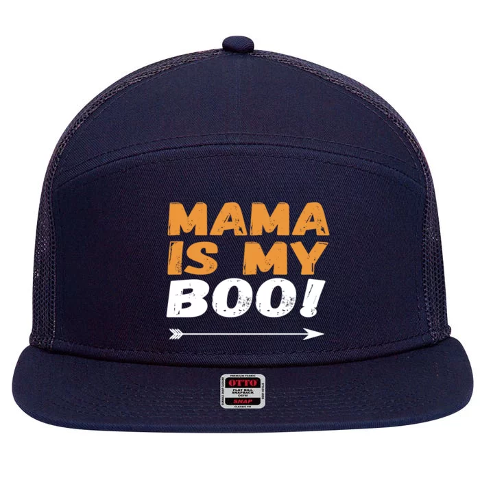 Mama Is My Boo Gift Funny Hallowen Teens Tee Gift 7 Panel Mesh Trucker Snapback Hat