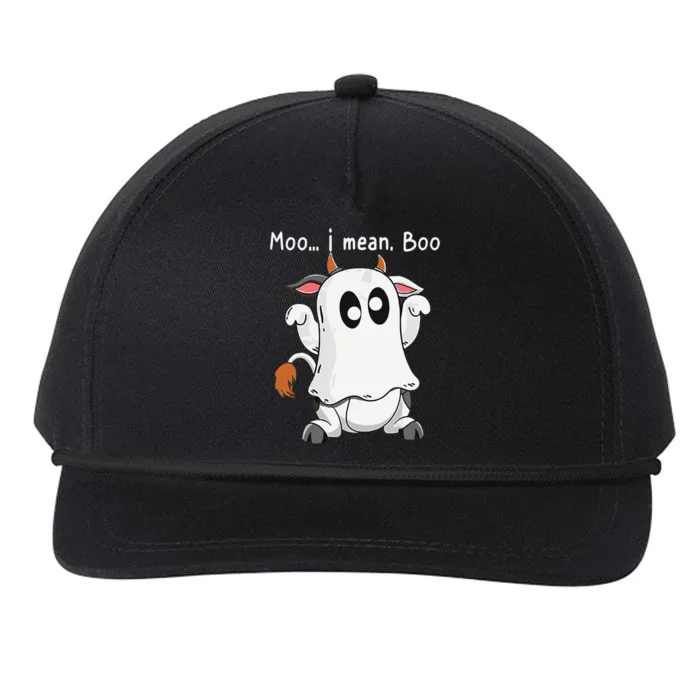 Moo I Mean Boo Funny Cow Ghost Halloween Gift Snapback Five-Panel Rope Hat