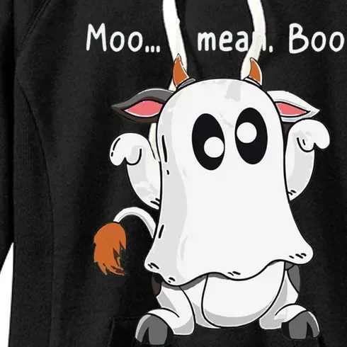 Moo I Mean Boo Funny Cow Ghost Halloween Gift Women's Fleece Hoodie