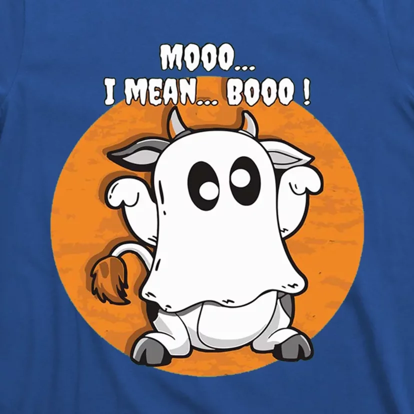 Moo I Mean Boo Funny Cow Ghost Halloween Gift T-Shirt