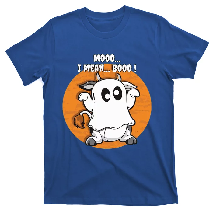 Moo I Mean Boo Funny Cow Ghost Halloween Gift T-Shirt