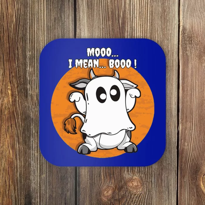 Moo I Mean Boo Funny Cow Ghost Halloween Gift Coaster