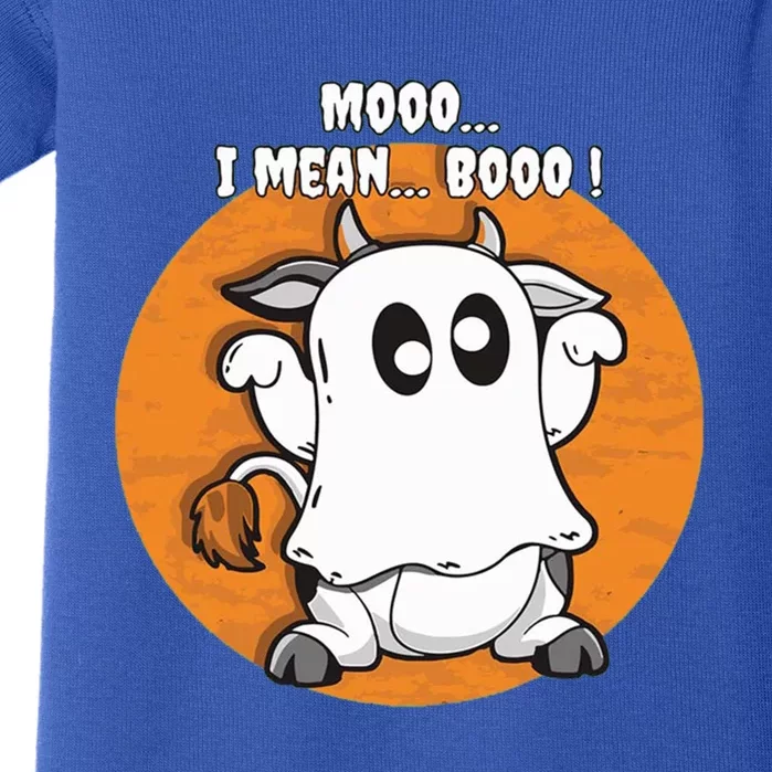 Moo I Mean Boo Funny Cow Ghost Halloween Gift Baby Bodysuit