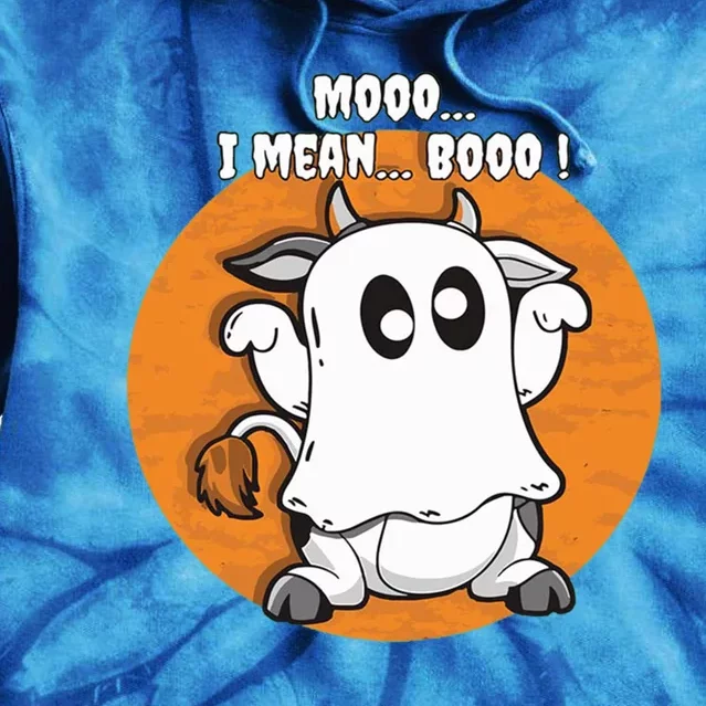 Moo I Mean Boo Funny Cow Ghost Halloween Gift Tie Dye Hoodie