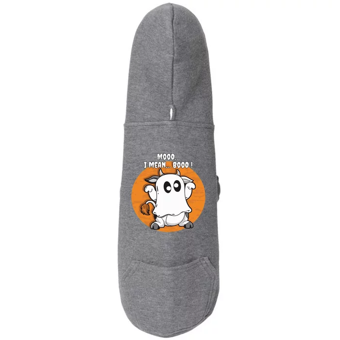 Moo I Mean Boo Funny Cow Ghost Halloween Gift Doggie 3-End Fleece Hoodie