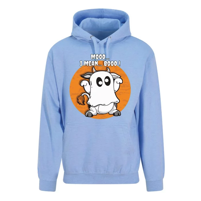 Moo I Mean Boo Funny Cow Ghost Halloween Gift Unisex Surf Hoodie