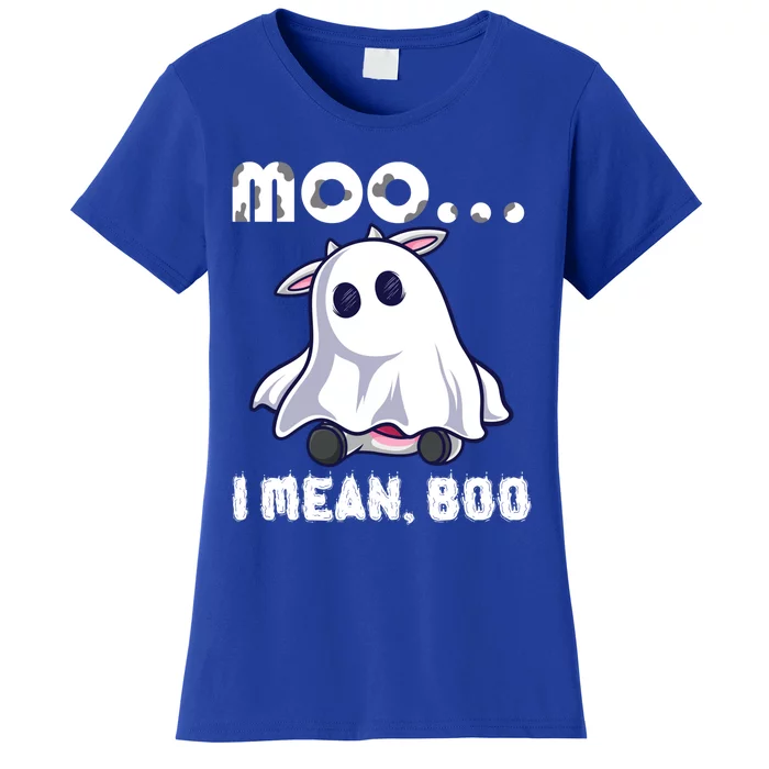 Moo I Mean Boo Cow Farming Halloween Gift Women's T-Shirt