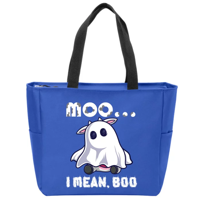 Moo I Mean Boo Cow Farming Halloween Gift Zip Tote Bag