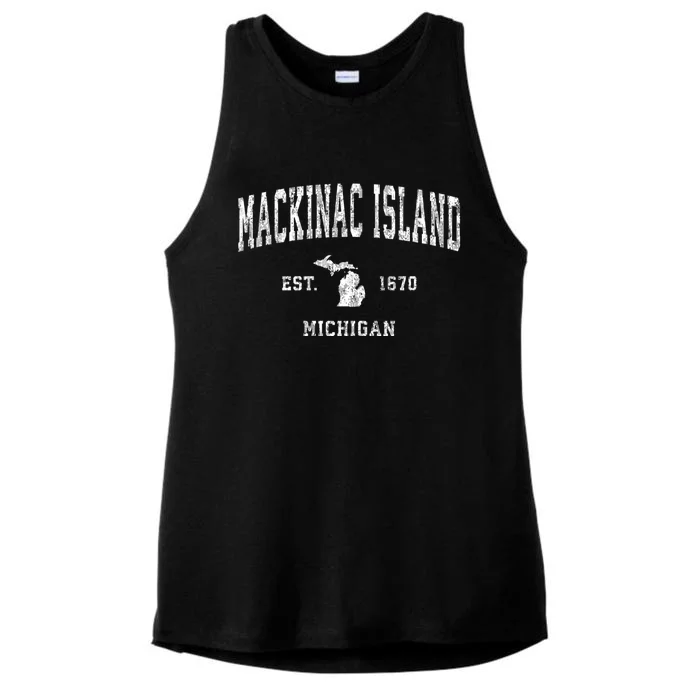 Mackinac Island Michigan Mi Vintage Athletic Sports Ladies Tri-Blend Wicking Tank