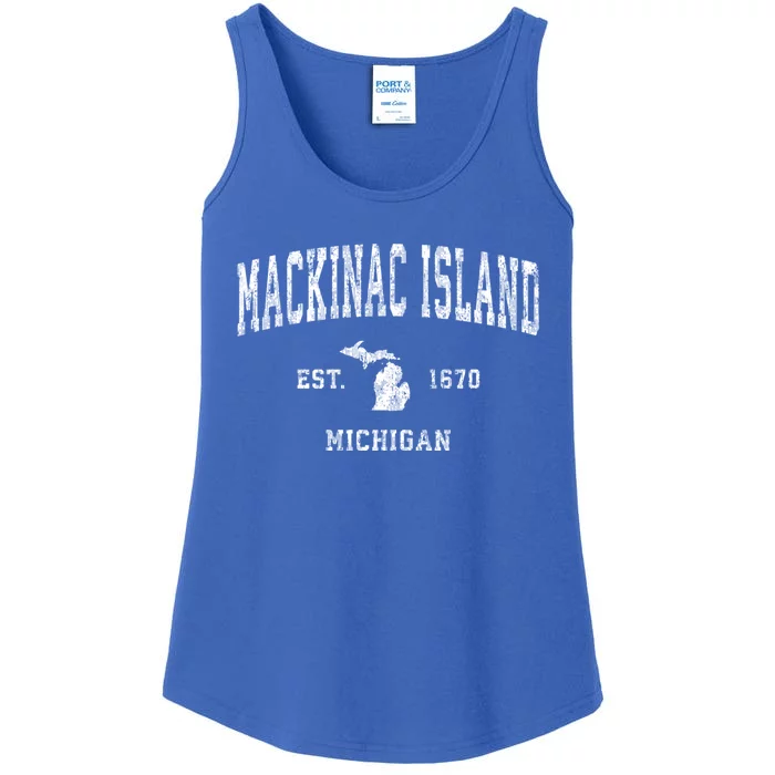 Mackinac Island Michigan Mi Vintage Athletic Sports Ladies Essential Tank