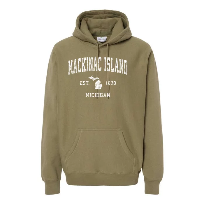 Mackinac Island Michigan Mi Vintage Athletic Sports Premium Hoodie