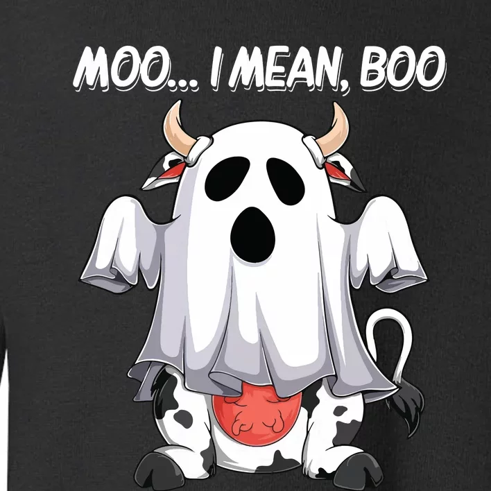 Moo I Mean Boo Ghost Cow Funny Halloween Women Cow Toddler Sweatshirt