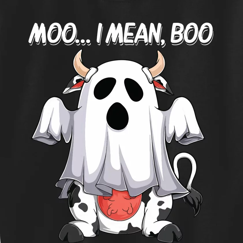 Moo I Mean Boo Ghost Cow Funny Halloween Women Cow Kids Sweatshirt