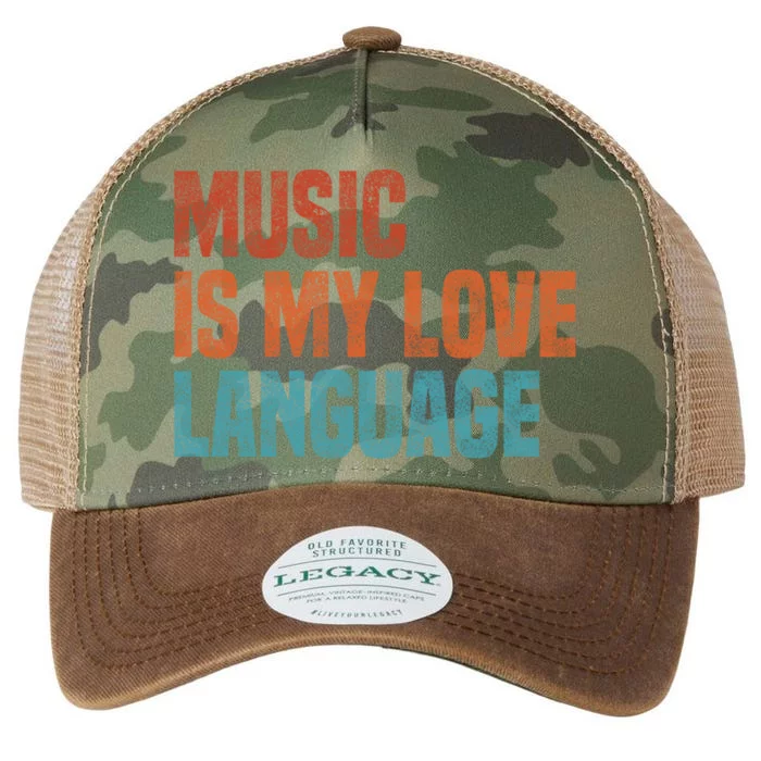 Music Is My Love Language Music Lover Vintage Gift Legacy Tie Dye Trucker Hat