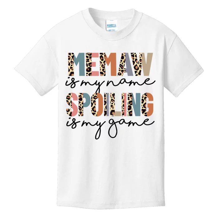 Memaw Is My Name Spoiling Is My Game Grandma Leopard Kids T-Shirt