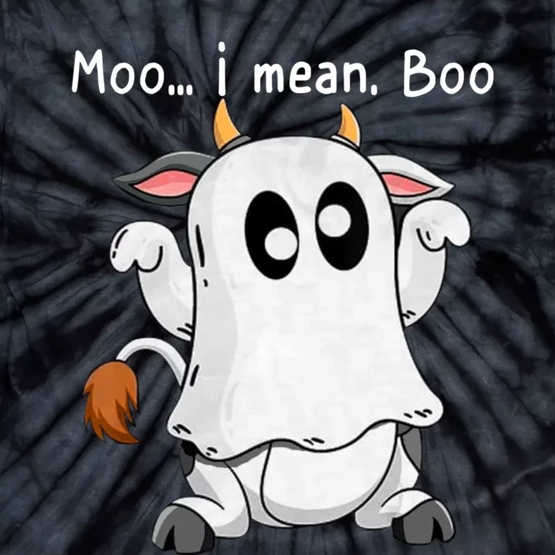 Moo I Mean Boo Ghost Cow Ghost Cow Halloween Farmer Tie-Dye T-Shirt