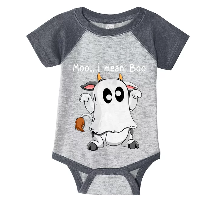 Moo I Mean Boo Ghost Cow Ghost Cow Halloween Farmer Infant Baby Jersey Bodysuit