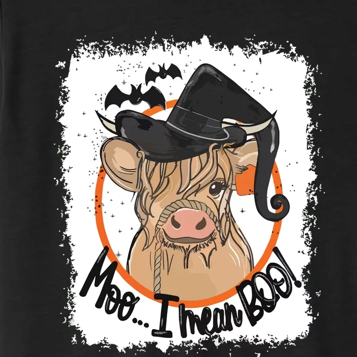 Moo I Mean Boo Ghost Witch Cow Bleached Funny Halloween ChromaSoft Performance T-Shirt